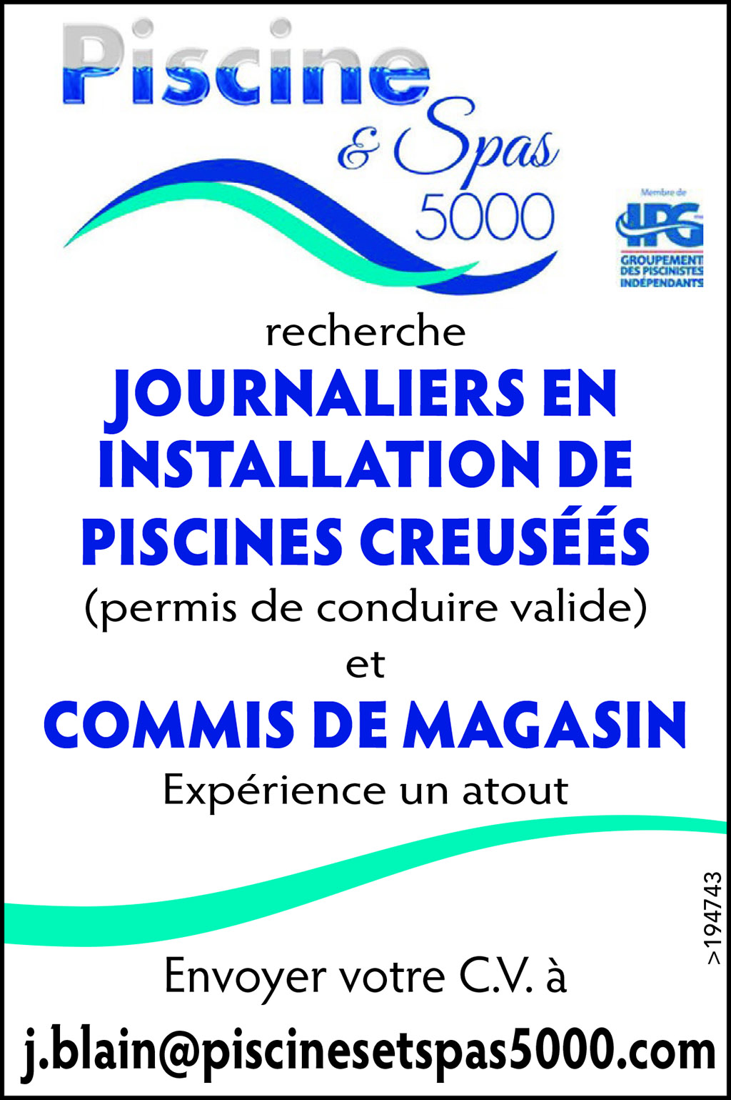 Logo de JOURNALIERS EN INSTALLATION DE PISCINES CREUSÉÉS