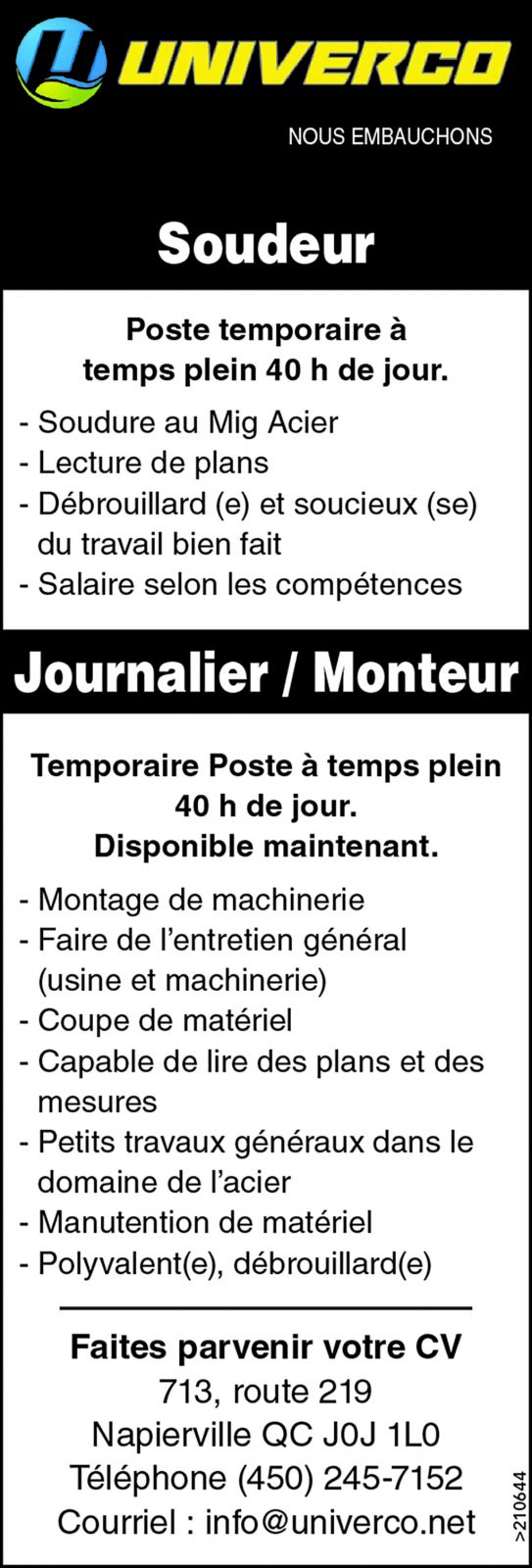 Logo de Soudeur /Journalier /Monteur