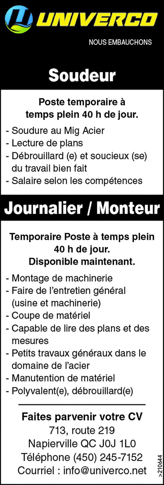 Logo de Soudeur / Journalier/ Monteur