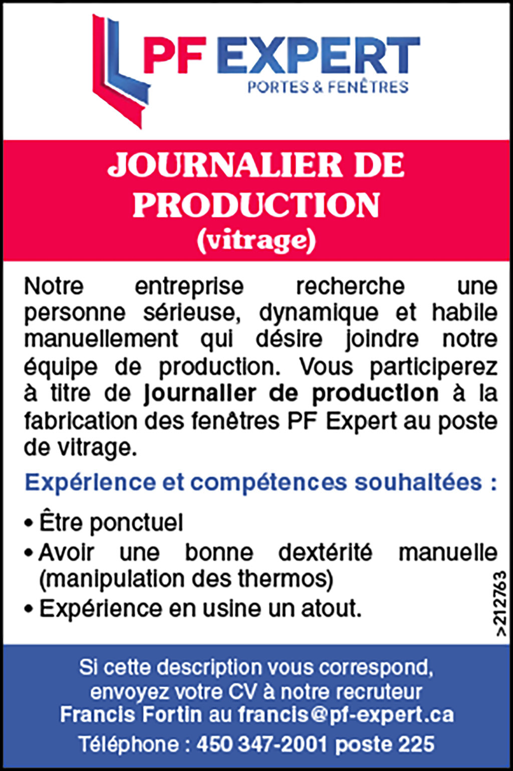 Logo de JOURNALIER DE PRODUCTION (vitrage)