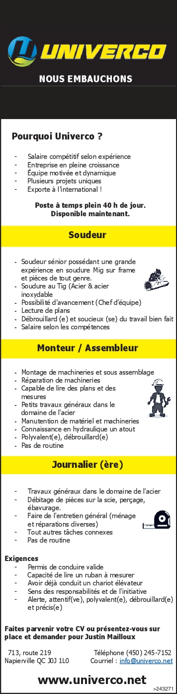 Logo de Soudeur / Monteur / Assembleur / Journalier (ère)