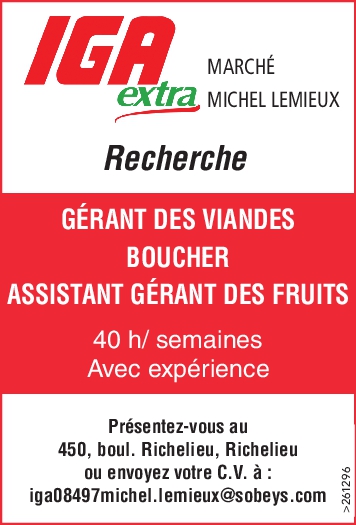 Logo de GÉRANT DES VIANDES / BOUCHER / ASSISTANT GÉRANT DES FRUITS
