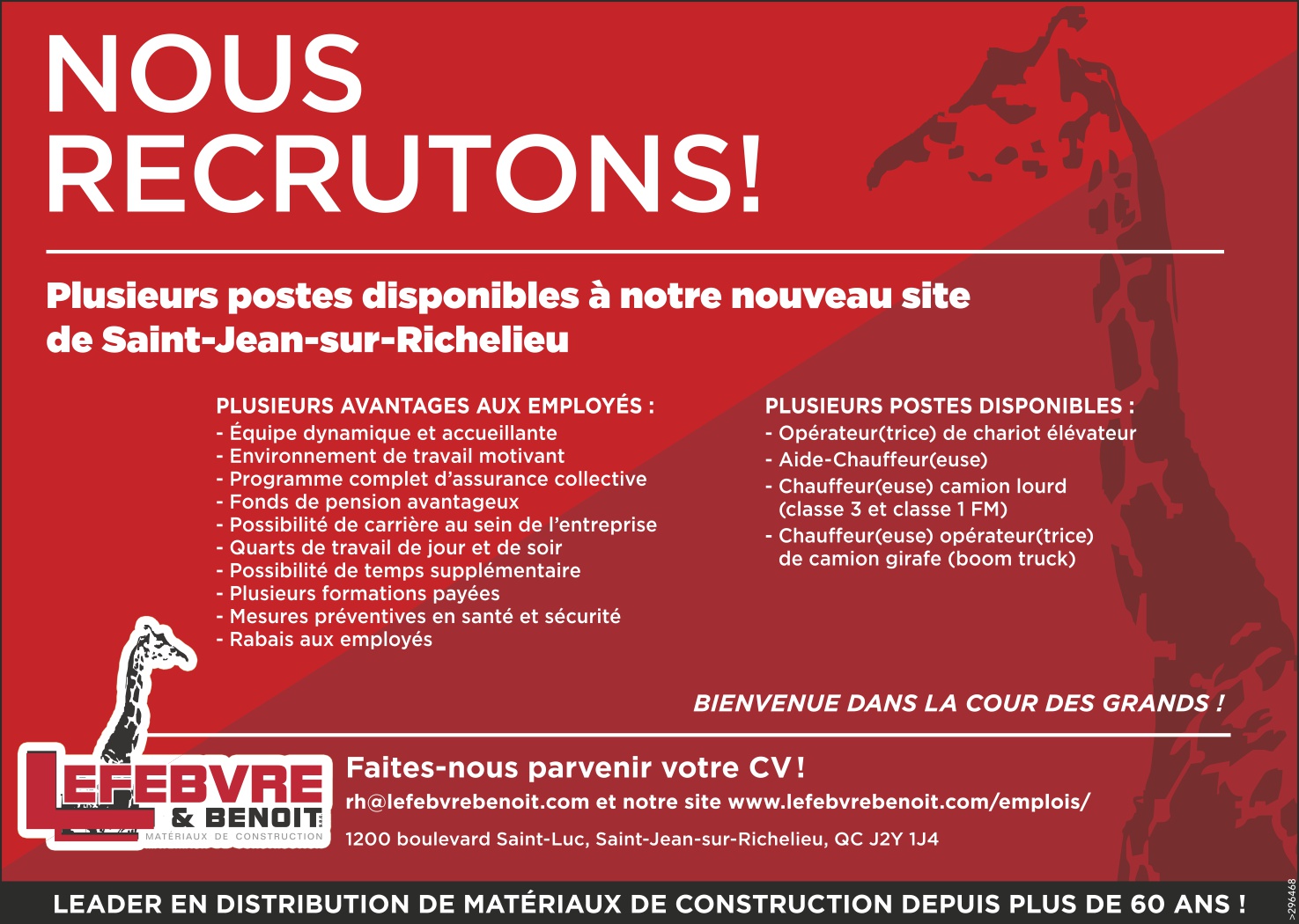 Logo de Plusieurs postes disponibles à notre nouveau site de Saint-Jean-sur-Richelieu