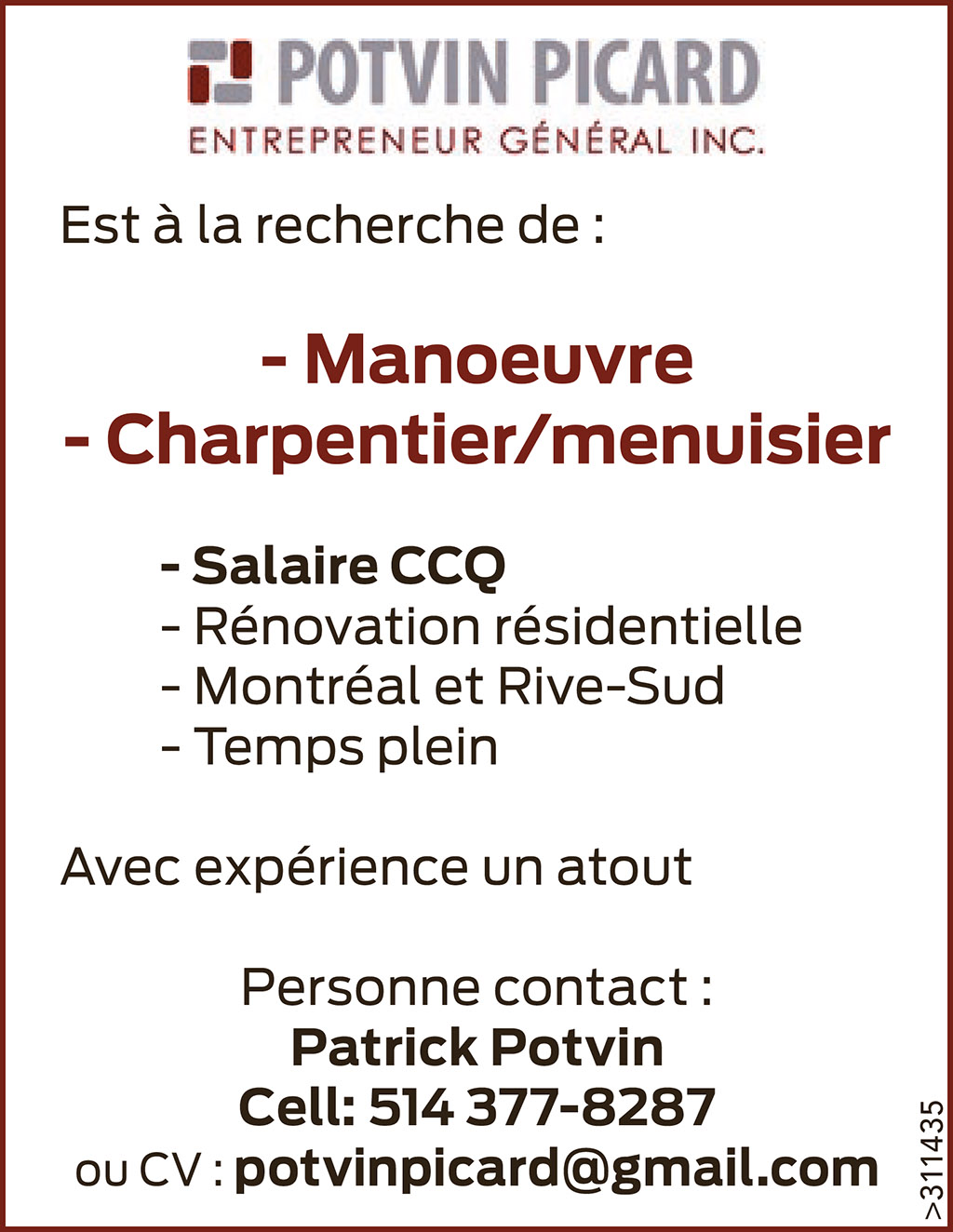 Logo de – Manoeuvre – Charpentier/menuisier