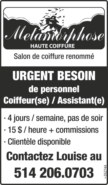 Logo de URGENT BESOIN de personnel Coiffeur(se) / Assistant(e)