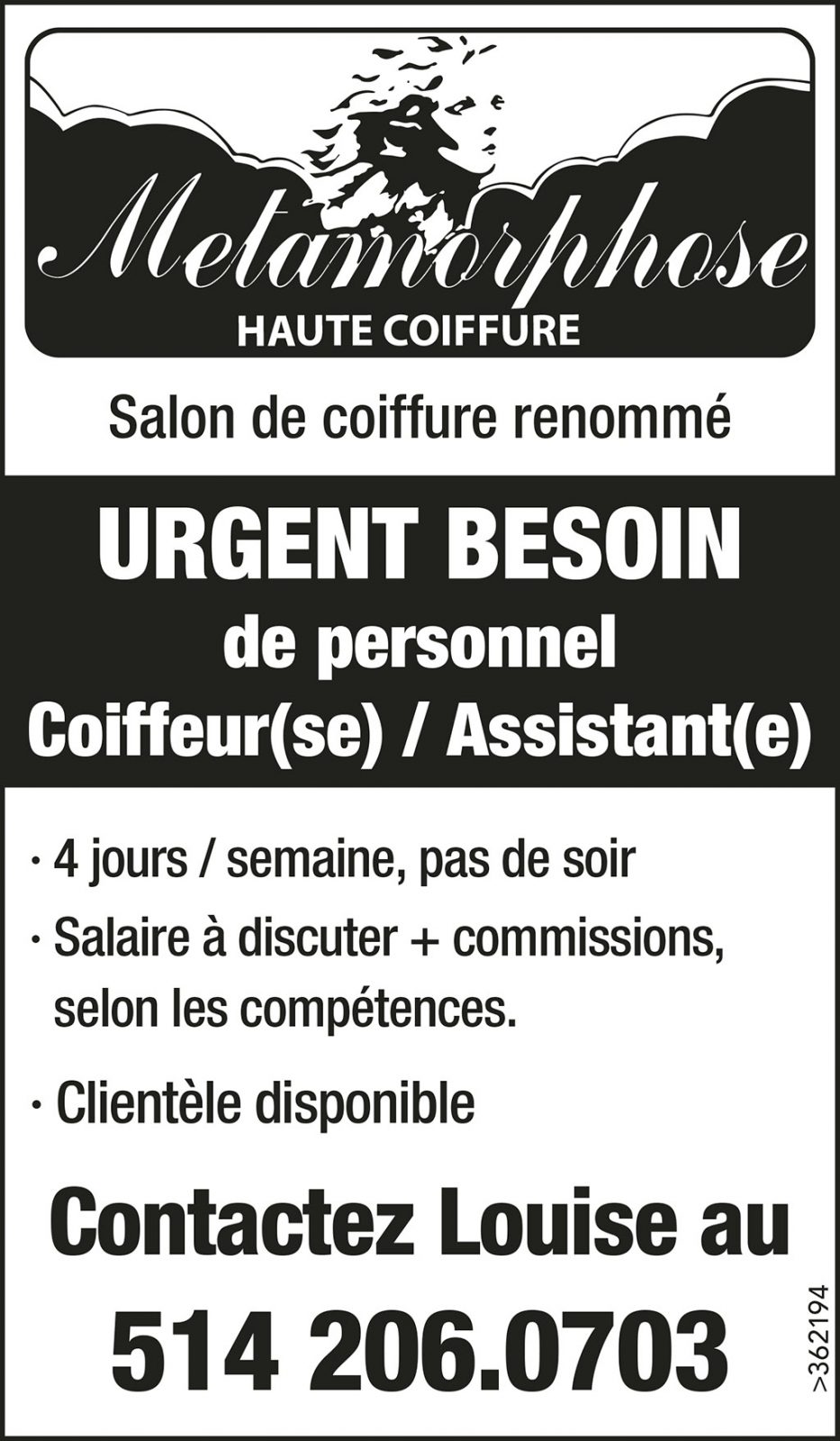 Logo de URGENT BESOIN de personnel Coiffeur(se) / Assistant(e)