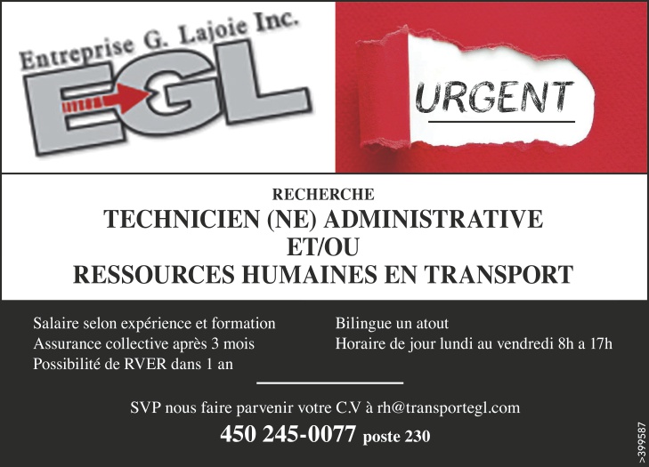 Logo de TECHNICIEN (NE) ADMINISTRATIVE ET/OU RESSOURCES HUMAINES EN TRANSPORT