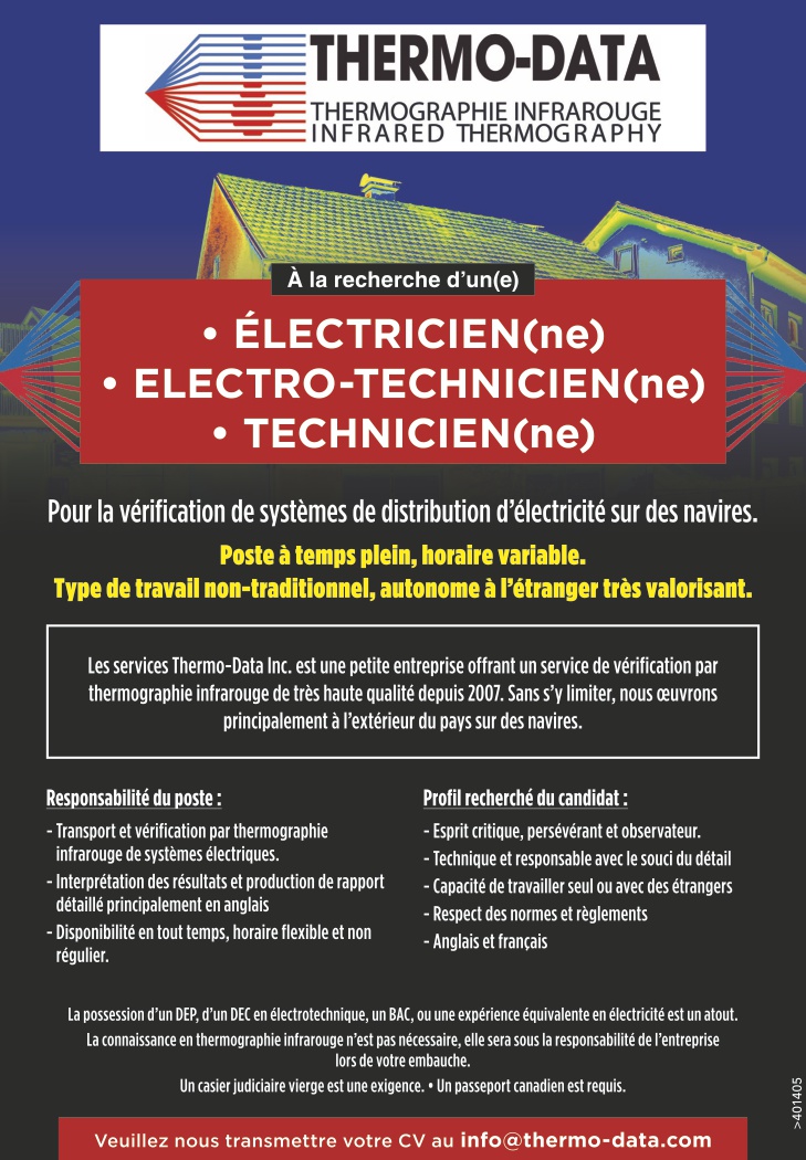 • ÉLECTRICIEN(ne) • ELECTRO-TECHNICIEN(ne) • TECHNICIEN(ne)
