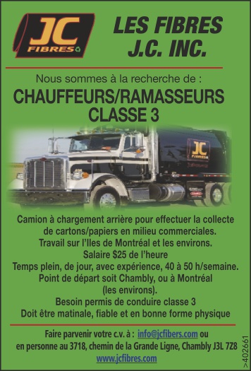 CHAUFFEURS/RAMASSEURS CLASSE 3
