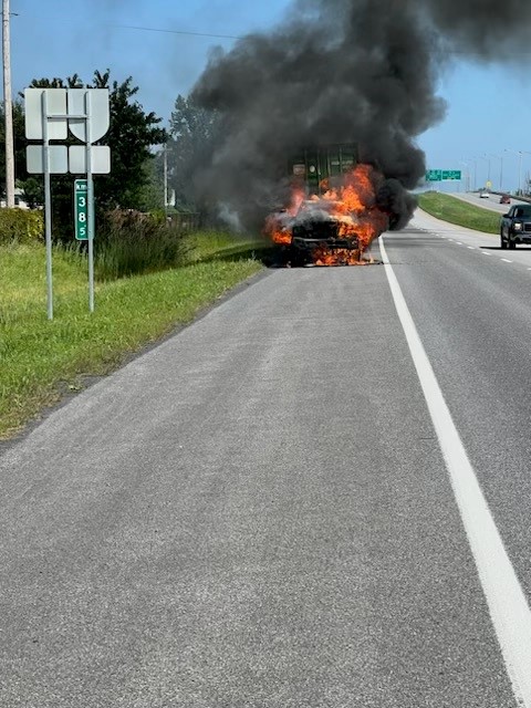 Camion en feu sur l’autoroute 35